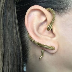 Snake Ear cuff wrap earring - GOLD. Right ear.